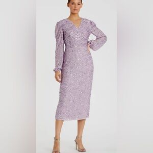 Mac Duggal Sequined surplice cocktail dress